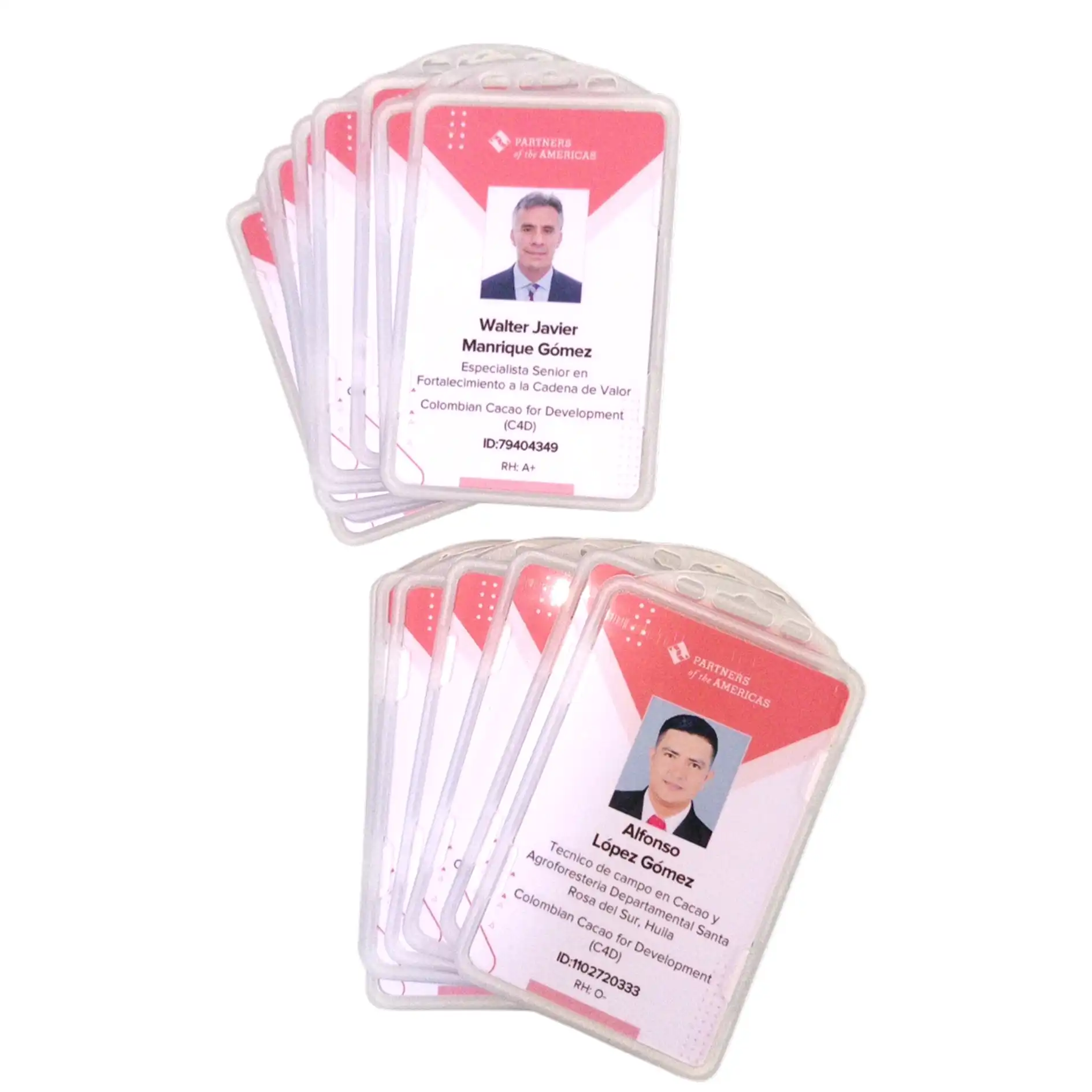 Credenciales de identificación para empresas con impresión en PVC.